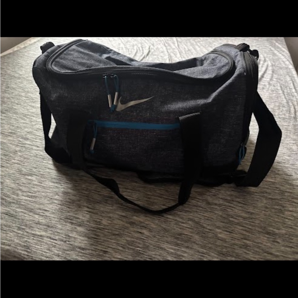 Nike Charcoal and Blue Duffel Bag